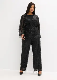 Blusa con paillettes e frange, bonprix