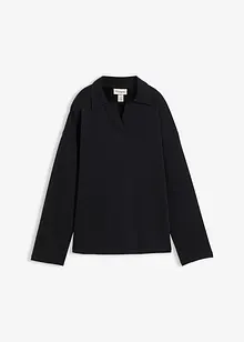 Felpa in cotone biologico con colletto polo in maglia, bonprix
