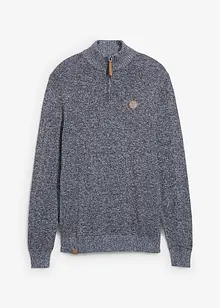 Maglione con mezza zip e puro cotone, bonprix