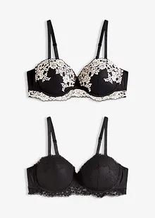 Reggiseno a balconcino in pizzo bicolore (pacco da 2), bonprix