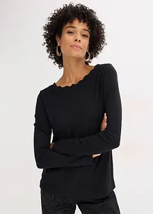 Maglia con scollo ondulato in punto di Roma, bonprix