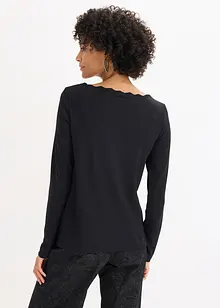 Maglia con scollo ondulato in punto di Roma, bonprix