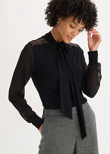 Maglia con fiocco e pizzo, bonprix