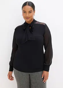 Maglia con fiocco e pizzo, bonprix