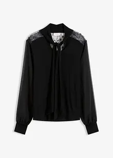 Maglia con fiocco e pizzo, bonprix