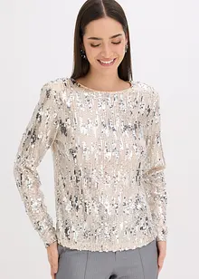Maglia a maniche lunghe con paillettes, bonprix