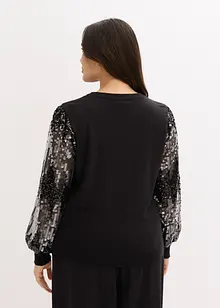 Maglione in filato fine con paillettes sulle maniche, bonprix