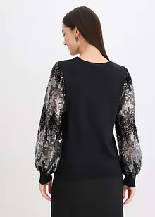 Maglione in filato fine con paillettes sulle maniche, bonprix