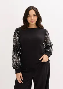 Maglione in filato fine con paillettes sulle maniche, bonprix
