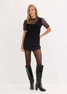 Maglione in filato fine con inserto in mesh, bonprix