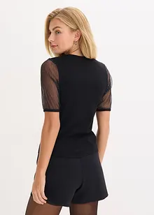 Maglione in filato fine con inserto in mesh, bonprix