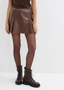 Gonna corta in similpelle con pieghe baciate, bonprix