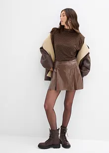 Gonna corta in similpelle con pieghe baciate, bonprix