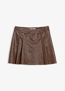 Gonna corta in similpelle con pieghe baciate, bonprix