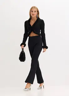 Cardigan in filato fine con pelliccia sintetica, bonprix