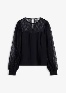 Maglia a maniche lunghe con pizzo, bonprix