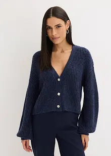 Cardigan corto con filato glitterato in misto lana, bonprix