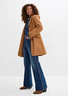 Jeans a zampa con borchiette, vita alta, bonprix