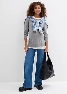 Set 3 in 1 in maglia di cotone, con maglia premaman e top per l’allattamento, bonprix