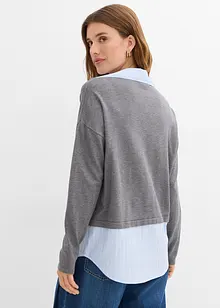 Maglione in filato fine con inserto di camicia, bonprix