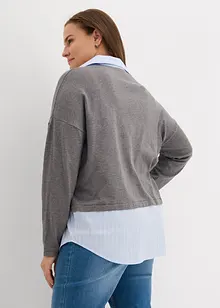 Maglione in filato fine con inserto di camicia, bonprix