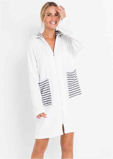 Accappatoio Kimono Donna In Cotone Garza – Taglie Forti – Bianco – Salopette Incluso