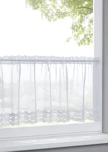 Tende Cucina Lino 90x45 Cm - 2 Pezzi Semitrasparenti, Tasca Per Asta, Stile Lino Beige, Per Interni