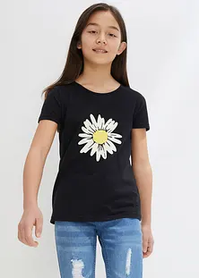 Confezione da 5 magliette da bambina, in cotone biologico, morbido, confortevole, colori assortiti, misure 92/98-128/134, Multicolore, 116 cm-122 cm