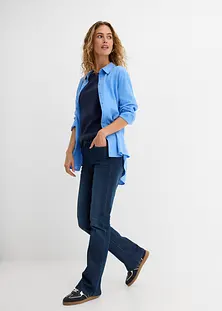 MAHUAOYIXI Magliette Donna Manica Lunga Sexy Sheer Tulle Floreale Casual Corto Shirts Top Maglia Aderente in Pizzo T-Shirt Trasparente Camicia Pizzo Maglietta Crop Tops Shirts Elegante (Bianco, S