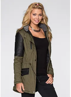 Parka con inserti in similpelle, bonprix