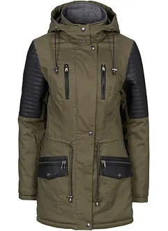 Parka con inserti in similpelle, bonprix