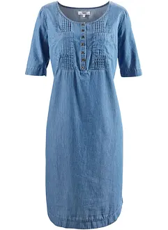 Abito al ginocchio in jeans di cotone a mezze maniche, bonprix