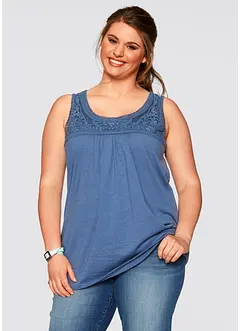 Top lungo in cotone con pizzo, bonprix