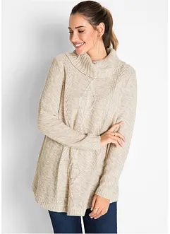 Maglione poncho lungo a maniche lunghe, bonprix