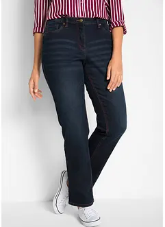 Jeans straight in cotone, a vita media, bonprix