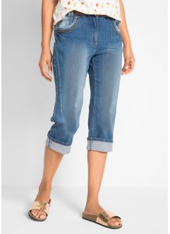 Jeans capri in cotone con cinta comoda slim fit, bpc bonprix collection