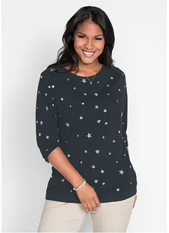 Maglia a maniche lunghe in cotone fantasia, bonprix