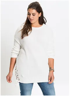 Maglione oversize in cotone con stringature, bonprix