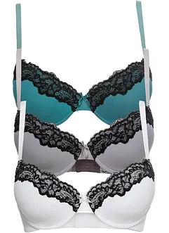 Reggiseno con coppe preformate, ferretto e poliammide riciclata (pacco da 3), bonprix