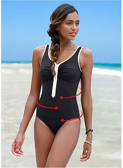 Costume intero con cerniera e effetto modellante leggero, bonprix