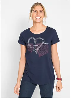 T-shirt in cotone biologico con cuore, bonprix