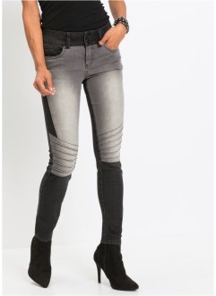 Jeans skinny bicolore in stile biker, RAINBOW