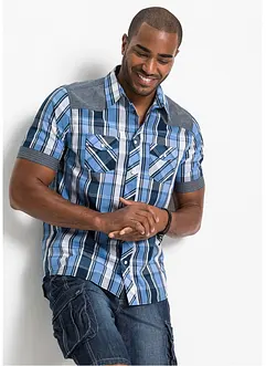 Camicia a maniche  con denim, bonprix