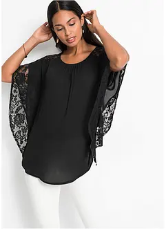 Blusa con pizzo in poliestere riciclato, bonprix