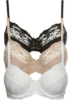 Reggiseno con ferretto e pizzo delicato (pacco da 3), bonprix