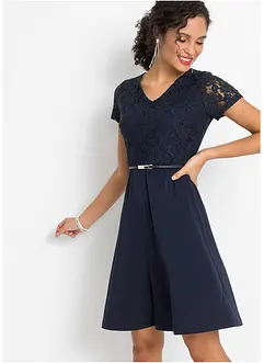 Miniabito con pizzo e cintura, bonprix