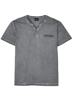 Maglia serafino a maniche corte in puro cotone effetto lavato, bonprix