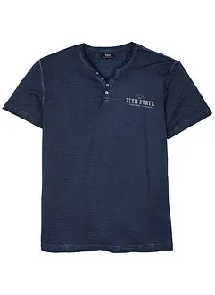 Maglia serafino a maniche corte in puro cotone effetto lavato, bonprix