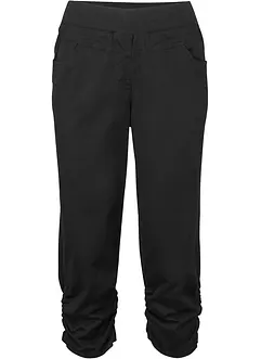Pantaloni capri di misto cotone con cinta comoda, bonprix