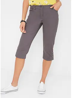 Pantaloni capri in cotone con cinta comoda e bottoni., bonprix